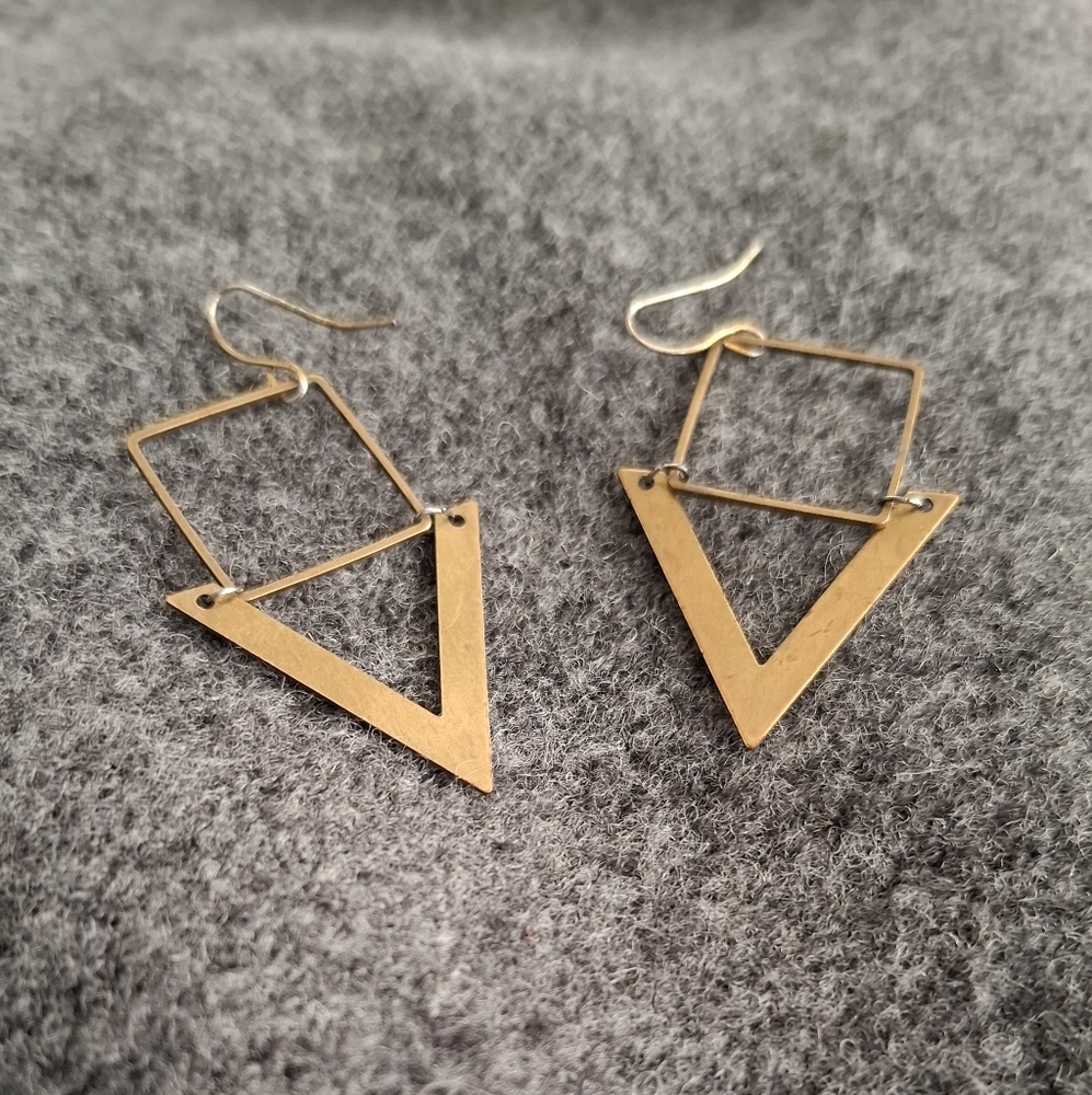 Geometric brass earrings